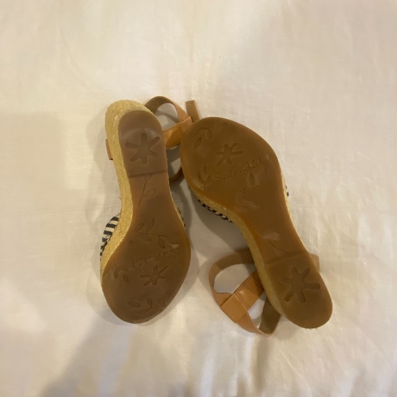 Splendid Blue White Striped and Leather Wedge - Picture 3 of 4